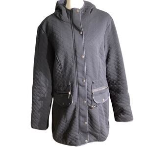 Yoki Navy Blue Quilted Hooded Jacket Women Large — Cozy, Casual, Winter